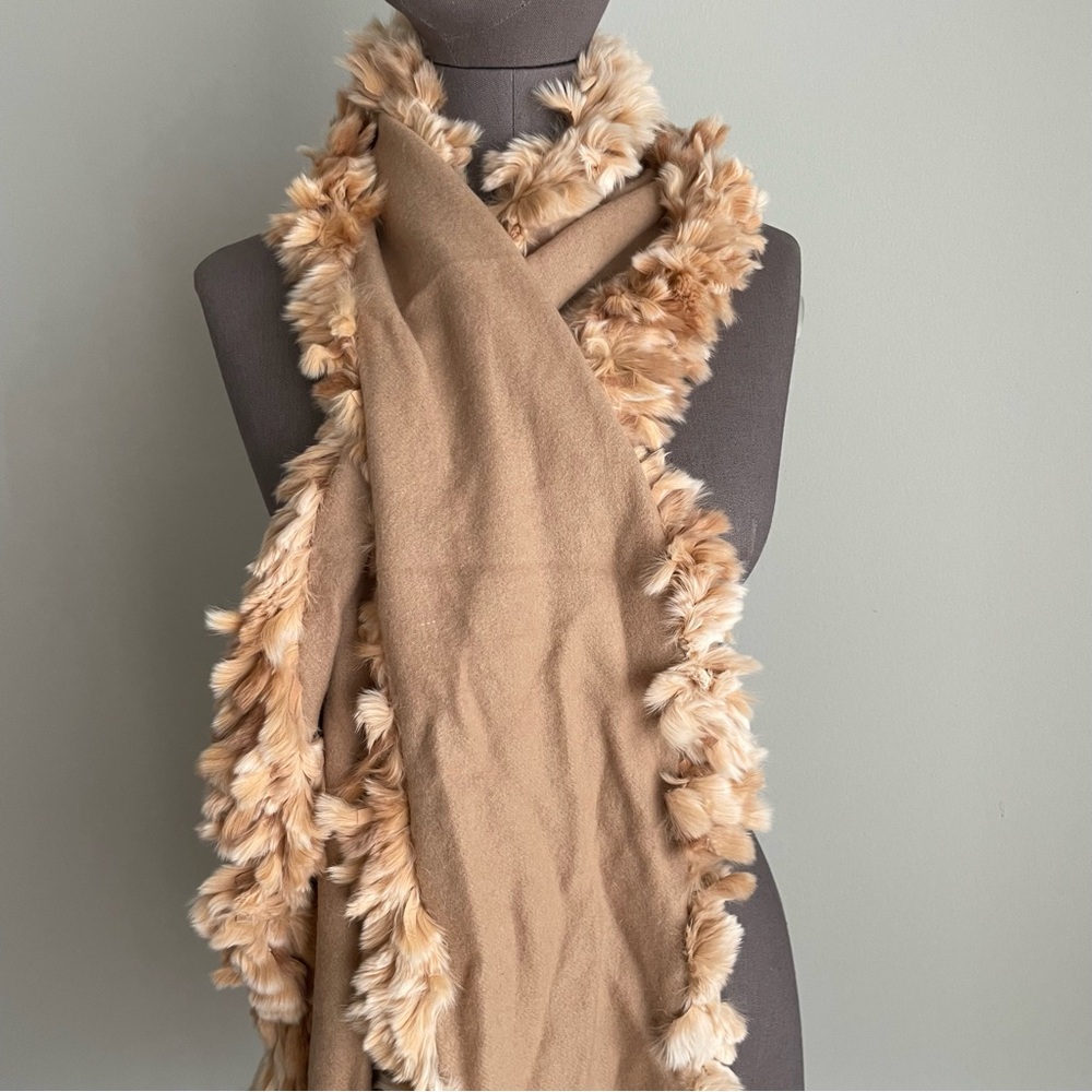Adrienne Landau cashmere scarf with fur trim